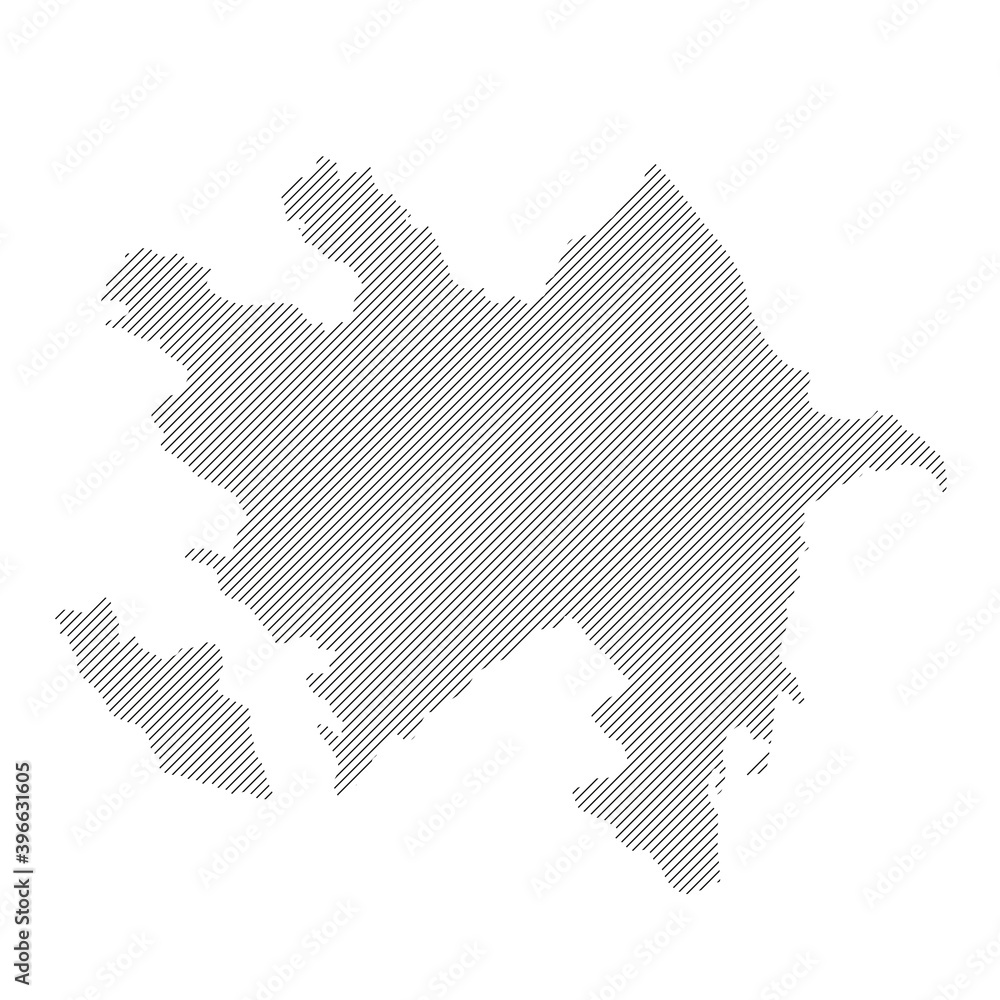 Aufkleber azerbaijan map from pattern of black slanted parallel lines. vector illustration.