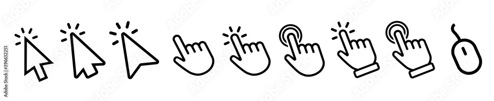 Poster vector cursors icons click set