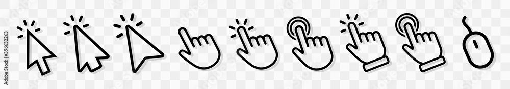Poster vector cursors icons click set