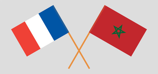 Crossed flags of France and Morocco