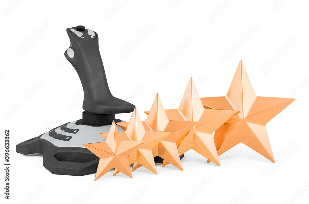 Poster customer rating of joystick concept. 3d rendering
