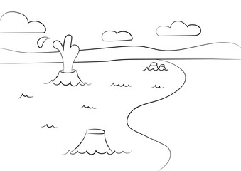 Coloring page outline of nature. Vector illustration