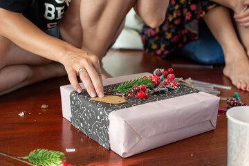 Christmas XMas gifts wrapping and decoration process masterclass - 396636055