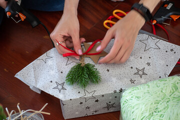 Christmas XMas gifts wrapping and decoration process masterclass - 396636255