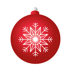 merry christmas red ball decoration with snowflake vector illustration design