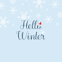 Hello winter banner with snow