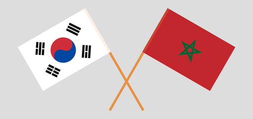 Crossed flags of South Korea and Morocco