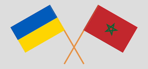 Crossed flags of Ukraine and Morocco