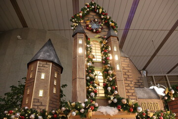 Christmas decorated spot with bright illumination