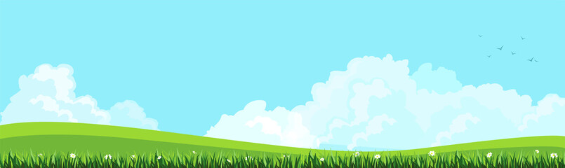 Natural landscapes, blue sky with white clouds.Vector illustration.