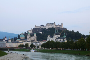 Salzburg castle in the evening time, Austria	