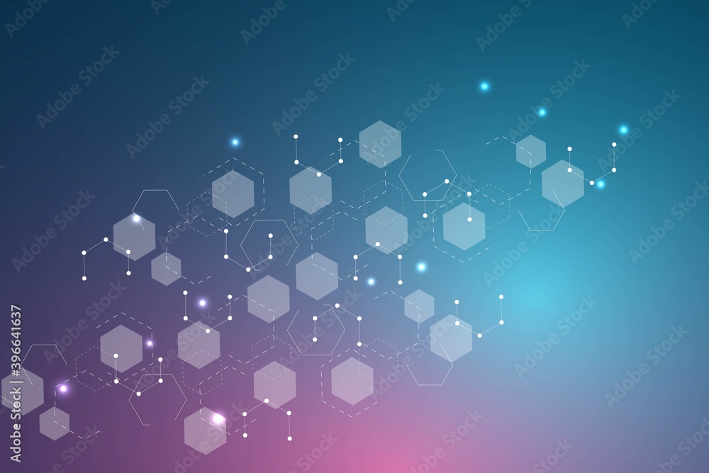 Poster modern futuristic background of the scientific hexagonal pattern. virtual abstract background with p