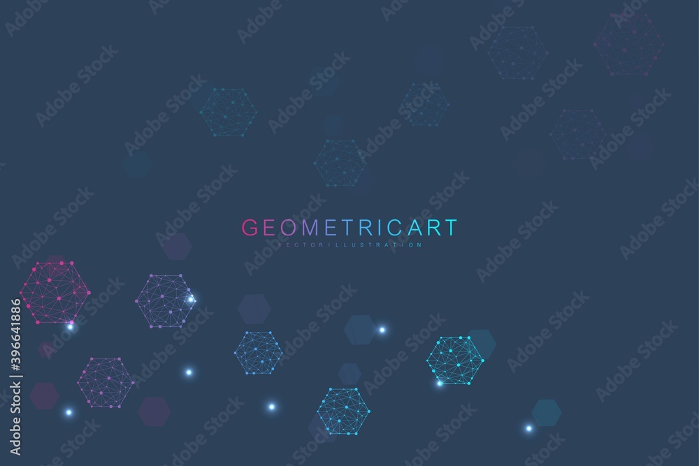 Poster modern futuristic background of the scientific hexagonal pattern. virtual abstract background with p