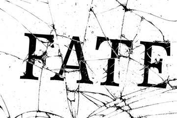 gloomy broken glass with cracks with the inscription fate
