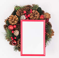 christmas decorations and photo frame