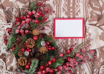 christmas decorations and photo frame