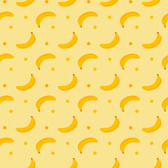 Seamless background ripe yellow bananas on a light background with yellow peas