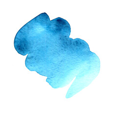 blue isolated watercolor stain on white background