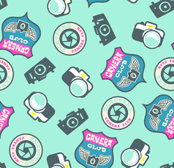 Fototapeta premium Seamless analog and vintage music and video equipment print design.