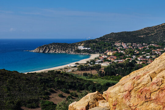 Panoramic view on Solanas, Villasimius, Sardinia, Italy