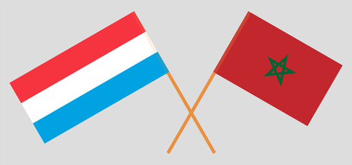 Crossed flags of Luxembourg and Morocco