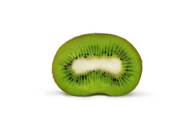 half ripe kiwi on a white background