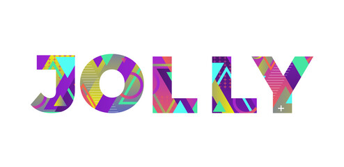 Jolly Concept Retro Colorful Word Art Illustration
