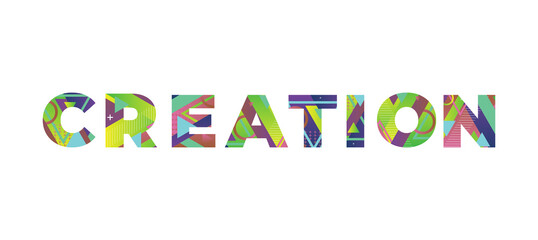 Creation Concept Retro Colorful Word Art Illustration