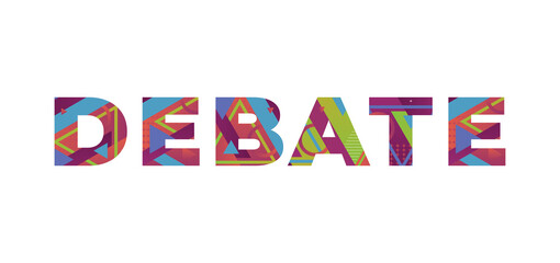 Debate Concept Retro Colorful Word Art Illustration