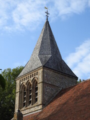 View of the tower, belfry of the old church