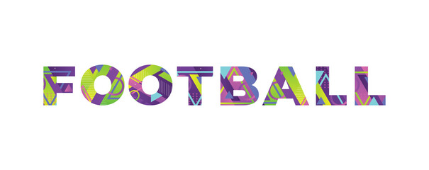 Football Concept Retro Colorful Word Art Illustration