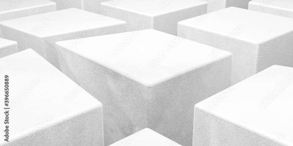 Poster abstact white modern architecture background with white concrete cubes geometric shapes 3d render il