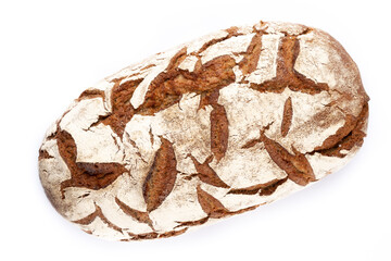 Rye eco breads on the white background.