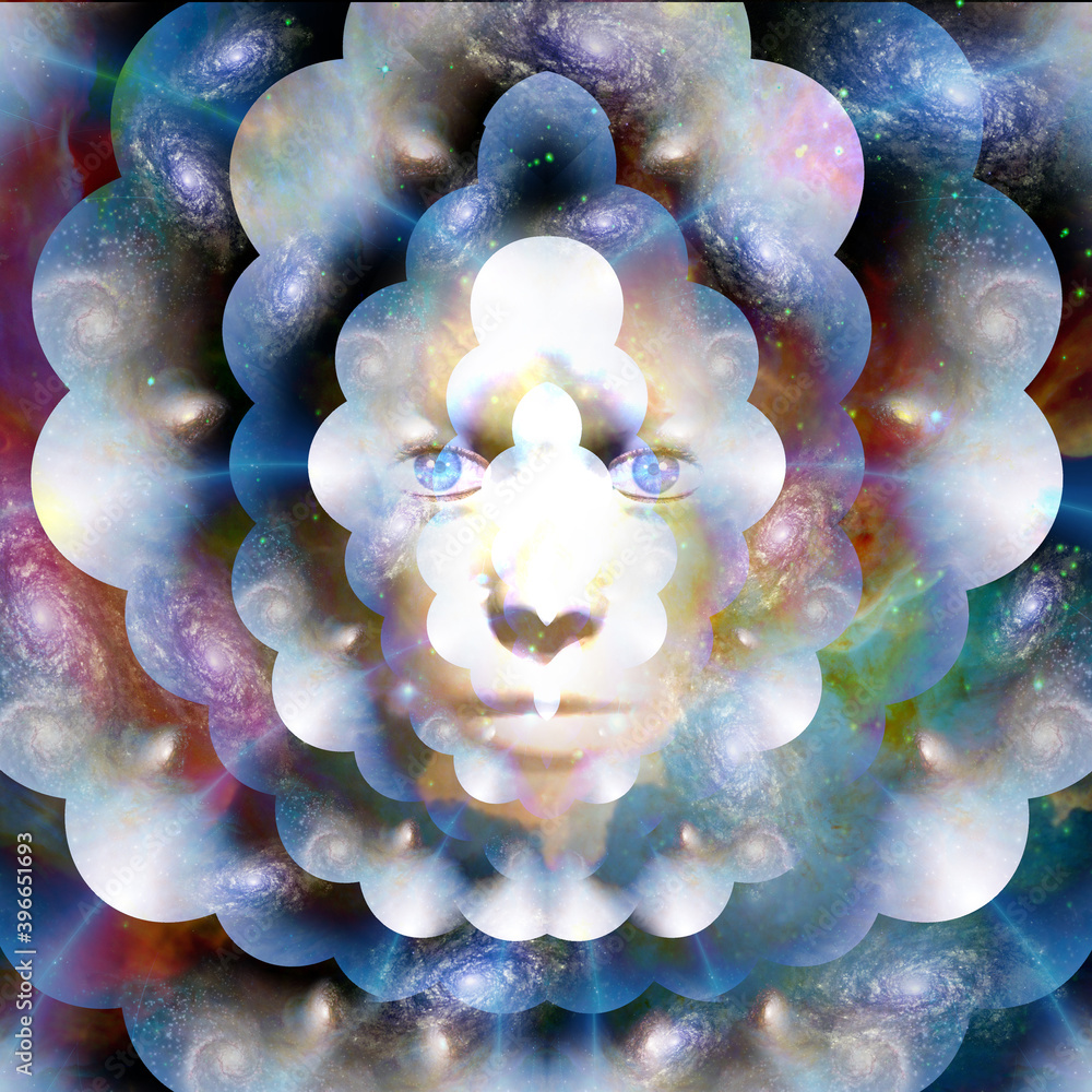 Poster face in the deep space. 3d rendering