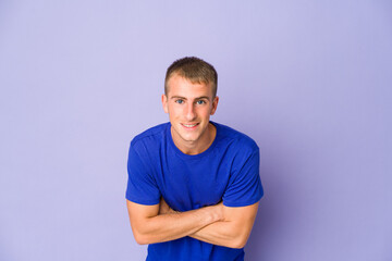 Obraz premium Young caucasian handsome man laughing and having fun.