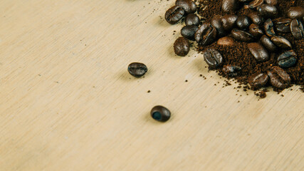 purely Colombian coffee beans in baso and grain