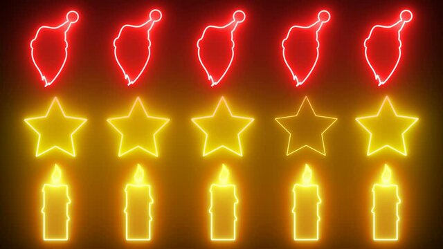Hai vinto questo Natale, con simboli di Babbo Natale, stelle e candele di luci al neon a intermittenza.