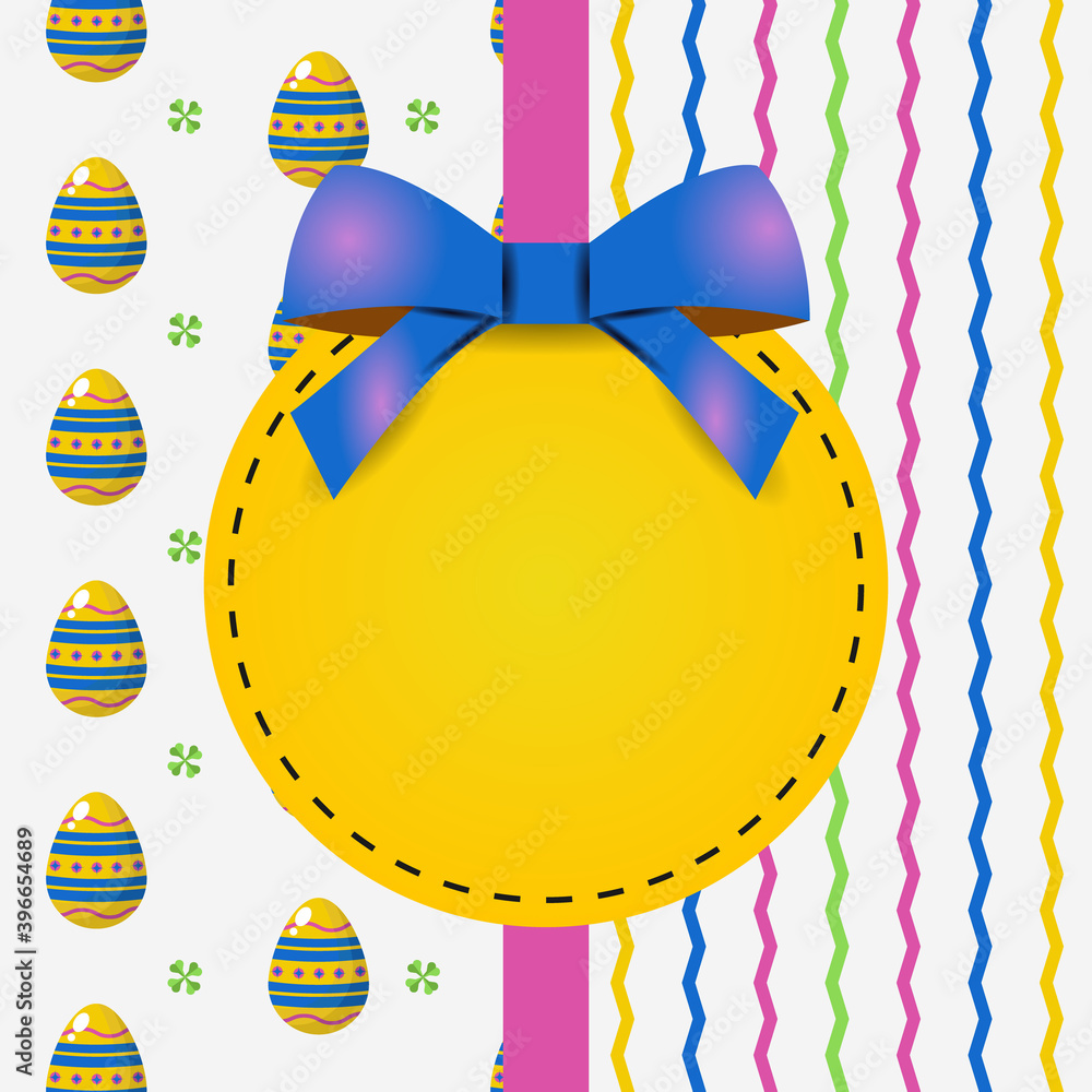 Poster greeting card template design with pattern easter eggs and line