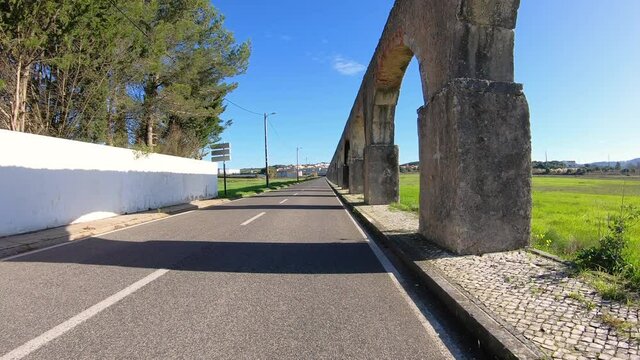 dolly move forward - Estrada dos Arcos paved road along the Aqueduto das aguas livres next to Morelena (Pero Pinheiro), Sintra, Portugal