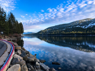 lake in the mountains in the Tahoe Donner Sierra