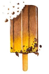 Hand drawn watercolor ice cream illustration isolated on white