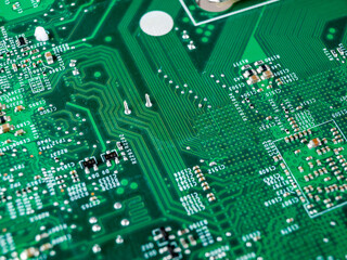 printed circuit motherboard for the server, computer workstation, processor system on a background, computer assembly and repair, selection of computer components