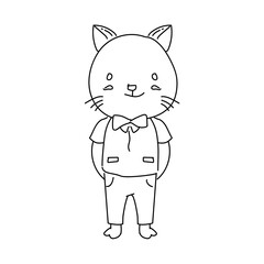 Line art illustration design cute baby animal cat character