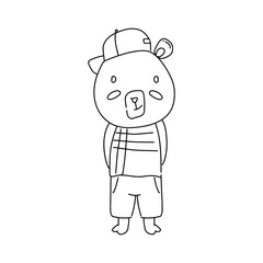 Line art illustration design cute baby animal bear character