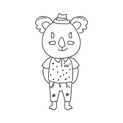Line art illustration design cute baby animal koala character
