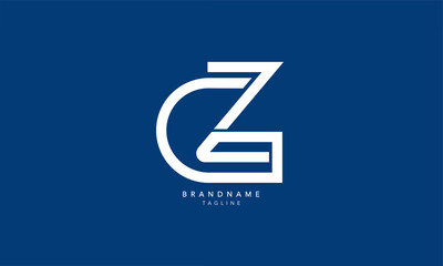 Alphabet letters Initials Monogram logo CZ, ZC, C and Z - obrazy, fototapety, plakaty