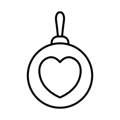 happy merry christmas ball with heart line style icon vector illustration design
