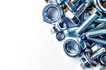 Mixed screws and nails. Industrial background. Home improvement.bolts and nuts.Close-up of various...