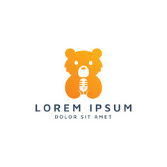 bear and microphone negative space logo design