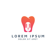 dental and microphone negative space logo design